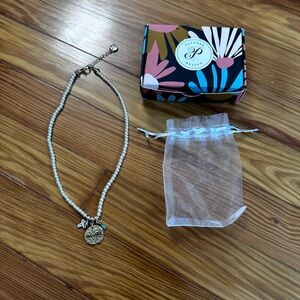 Plunder Gold Charm Necklace with White Beads